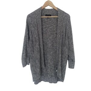 BANANA REPUBLIC MELANGE GREY CHARCOAL OPEN KNIT COTTON CARDIGAN